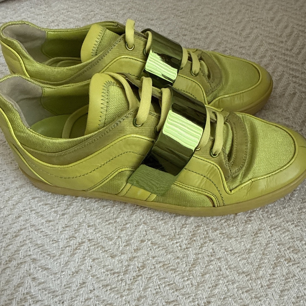 Dior B-Dee Cloth Trainers Yellow Green Size 36 - Picture 5 of 11
